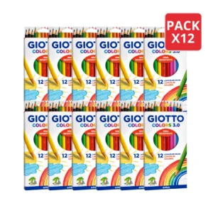 Pack 12 Cajas Lápices de Colores Giotto Mina Resistente