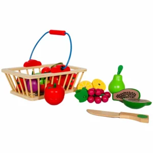 Juguetes Montessori 6 Canasta de Frutas de Madera