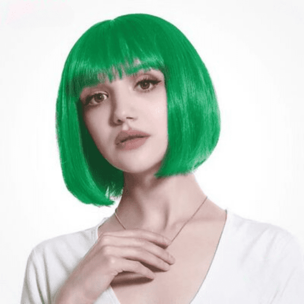peluca verde liso corto